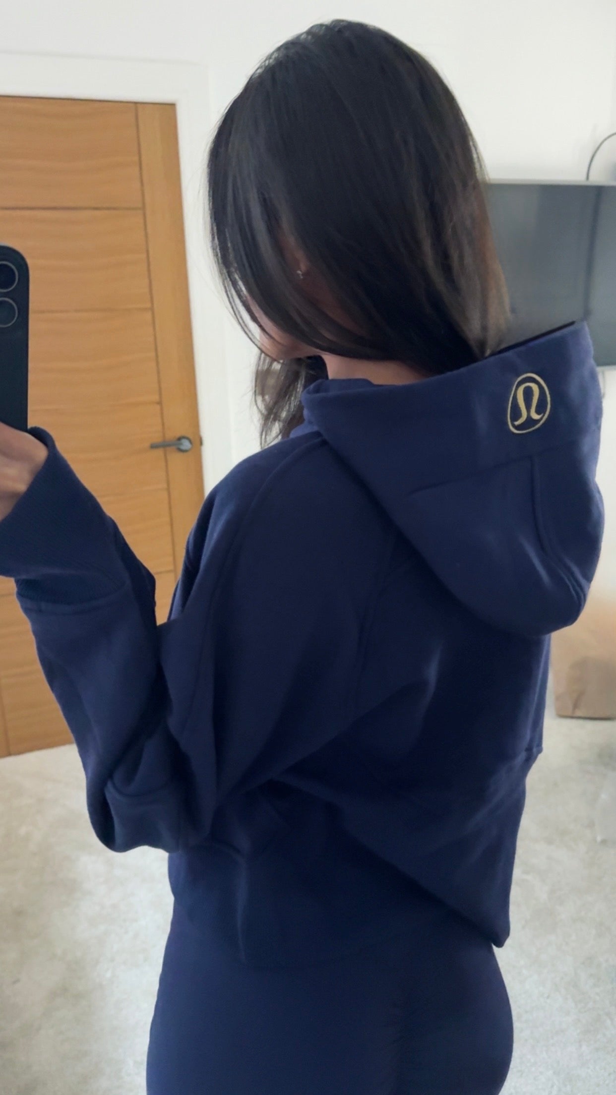 Navy Blue Half Zip Hooded Jumper