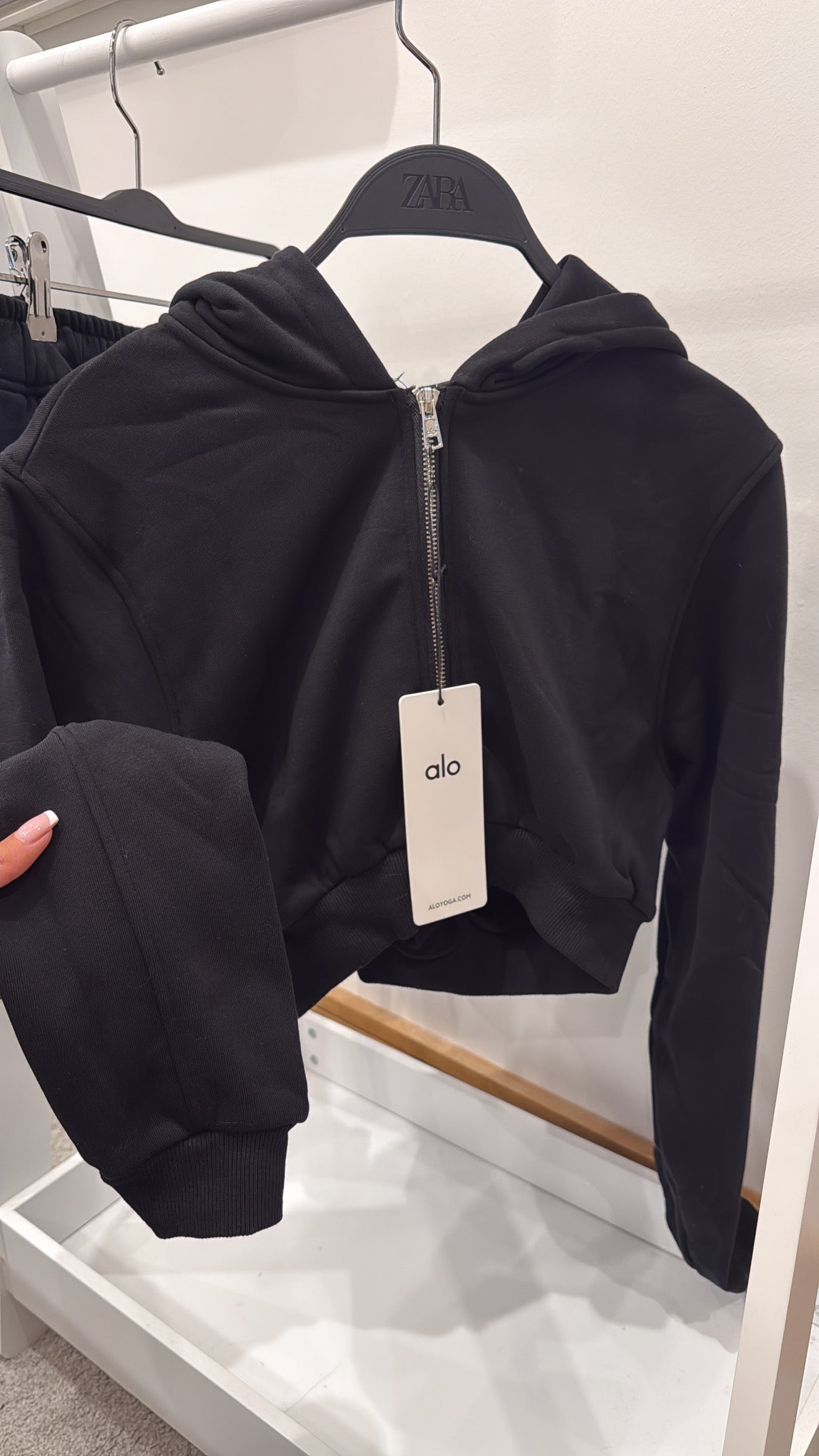Black Cotton Zipper & Over Sized Shorts Set