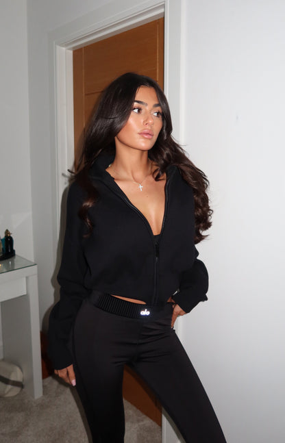 Knitted Black Logo Zipper